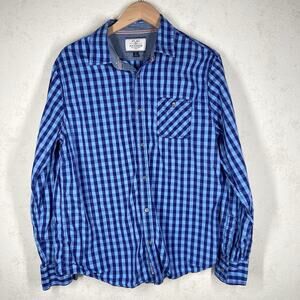Flag & Anthem Men's Large Blue Check Button Down Shirt Cotton